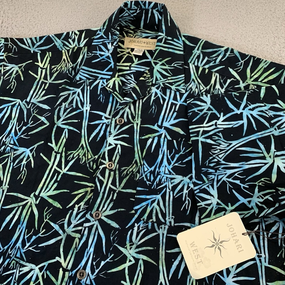 NEW Johari West Hawaiian Shirt Mens XL Button Up Tropical All Over AOP Black NWT
